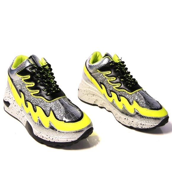 🚨50%off 📦 Silver neon flame chunky sneaker Nwt - Picture 6 of 6